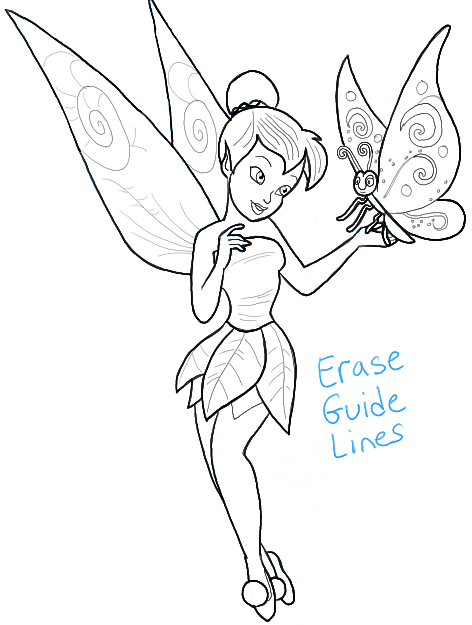 472x625 How To Draw Tinkerbell Holding A Butterfly With Easy To Follow