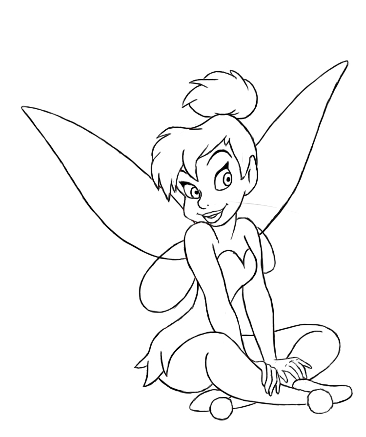 750x896 How To Draw Tinkerbell