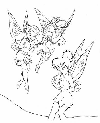391x480 Tinkerbell With Friends Coloring Page Free Printable Coloring Pages