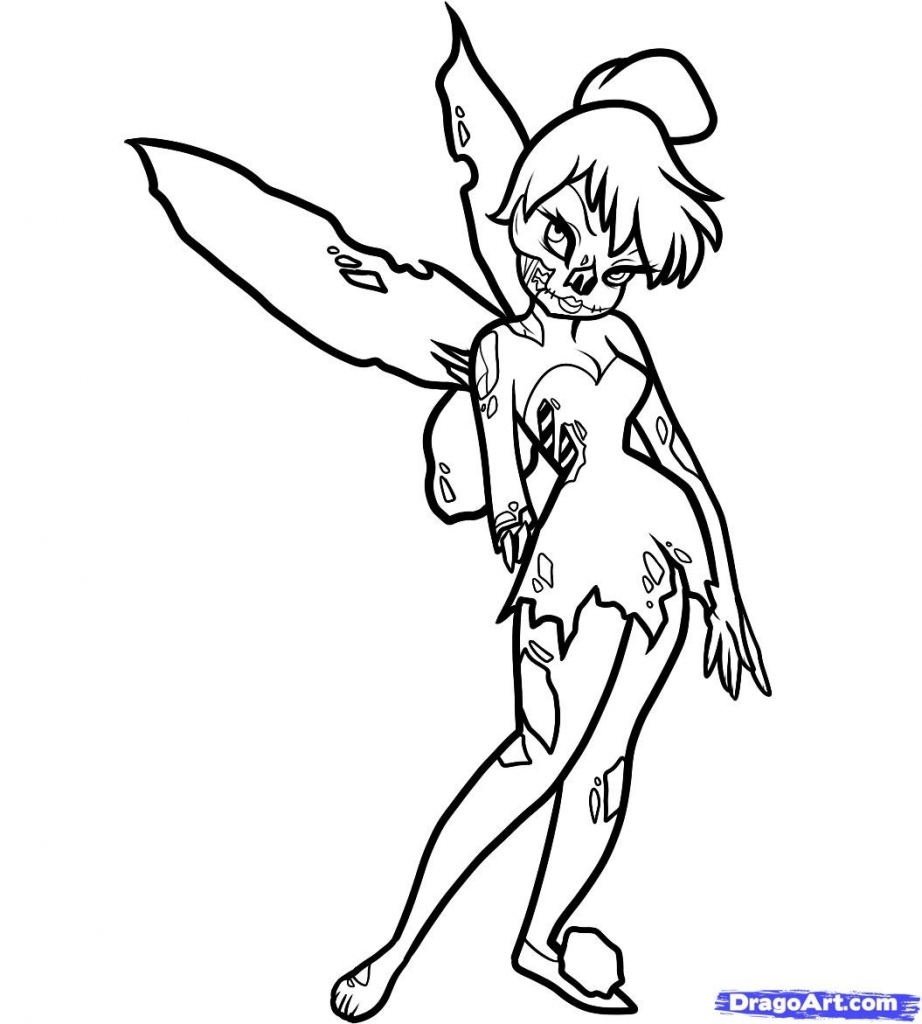 922x1024 Easy Drawings Of Tinkerbell Easy Zombie Drawings How To Draw
