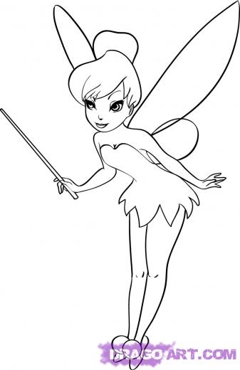337x520 Step 8. Learn How To Draw Tinkerbell Art Lesson