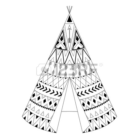 450x450 Cute Tipi Illustration Isolated On White With Feathers And Indian