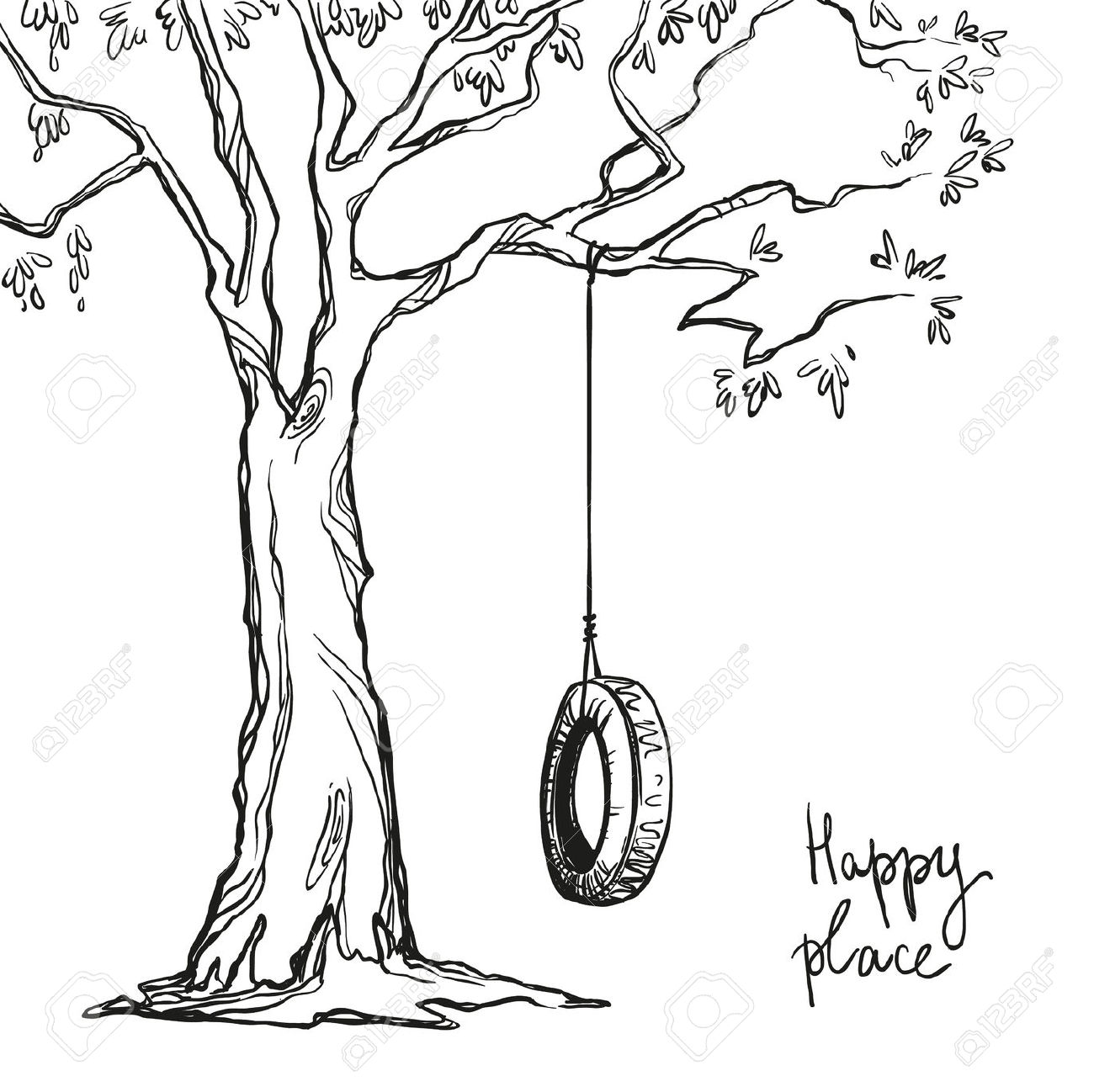 1300x1298 Tyre Swing Tree Drawing Inspo Tattoos