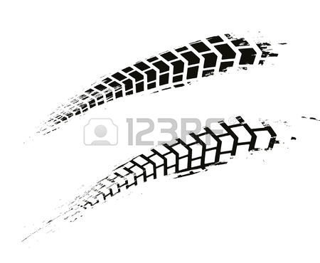 450x370 Motorcycle Tire Tracks Vector Illustration. Grunge Automotive