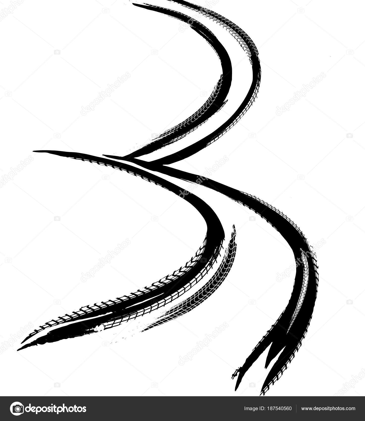 1474x1700 Tire Track Road Stock Vector Annyart