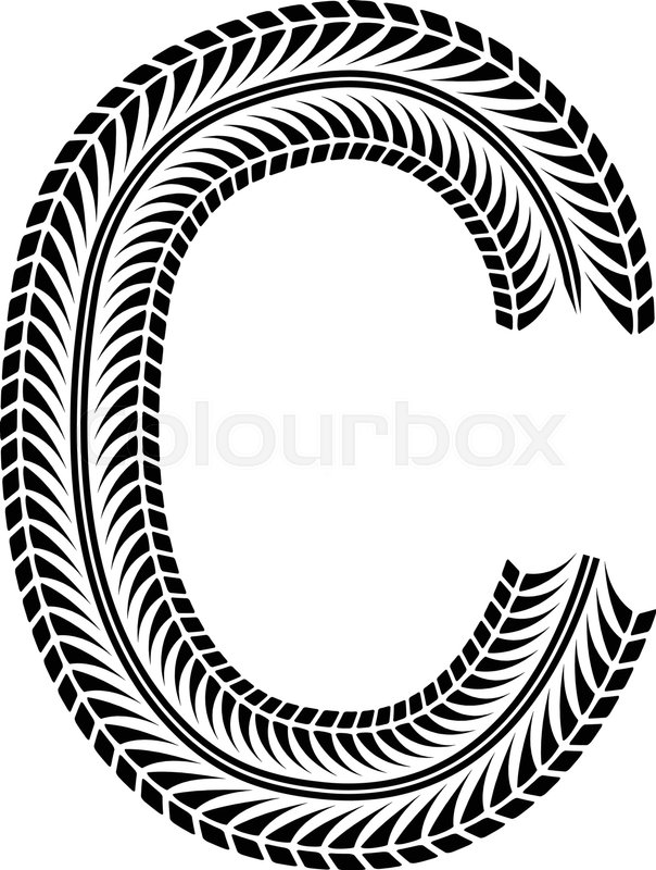 604x800 Black Grunge Alphabet In Tire Track Forms. Eps10 Stock Vector