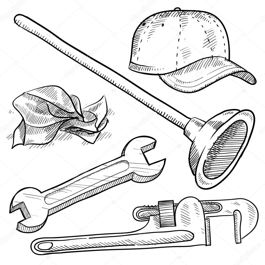 1024x1024 Plumbing Objects Sketch Stock Vector Lhfgraphics