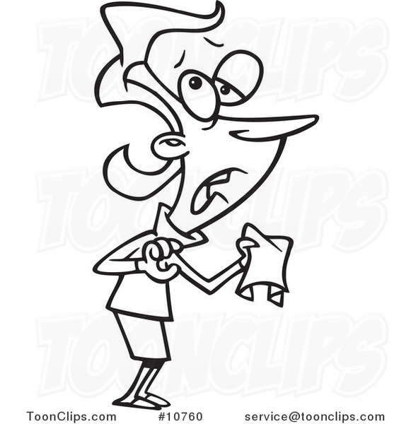 581x600 Cartoon Black And White Line Drawing Of A Sneezing Business Woman