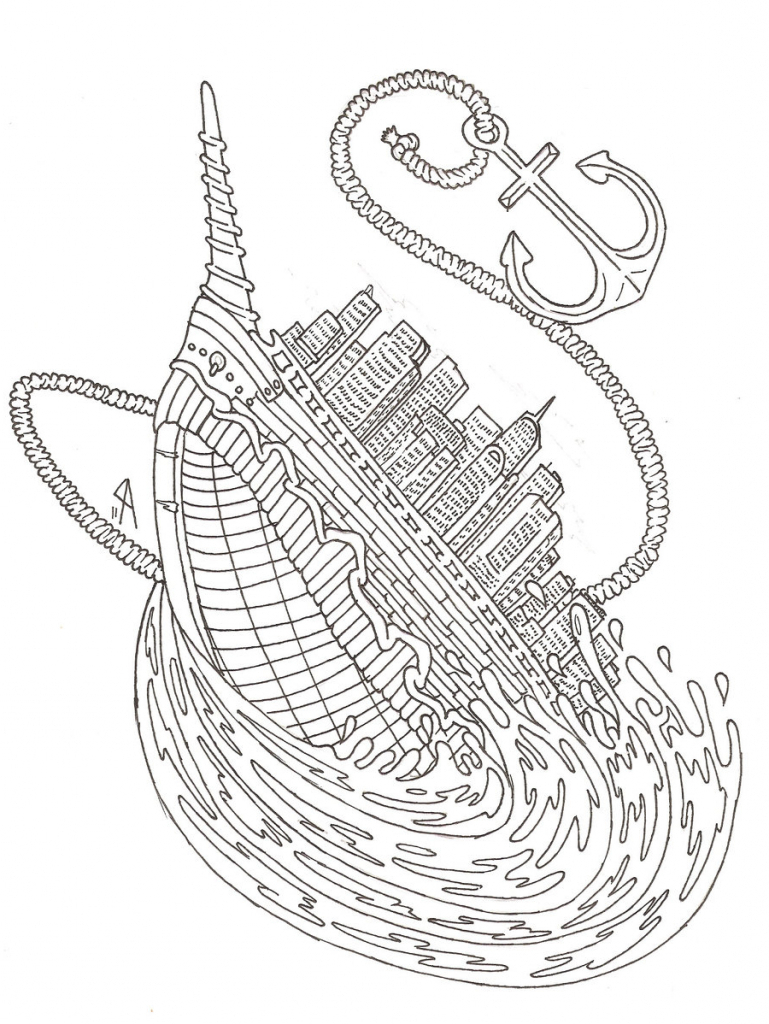 769x1024 Sinking Ship Drawing