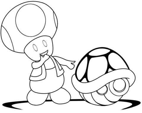 480x383 Toad With Green Shell Coloring Page Coloring Toad
