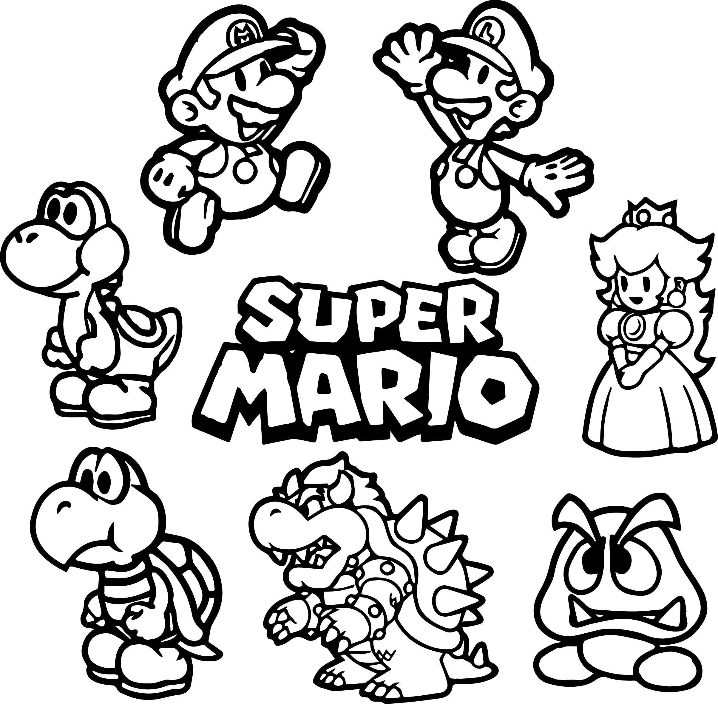 2407x2361 Mario Yellow Toad Coloring Pages Free Draw To Color