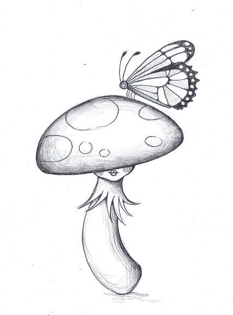473x640 Toadstool Butterfly Pencil By Ickleson, Via Toadstool