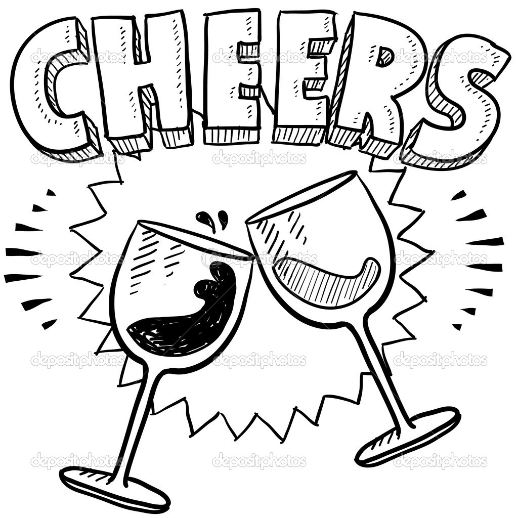 1024x1024 Cheers Wine Glass Toast Sketch Stock Vector Lhfgraphics