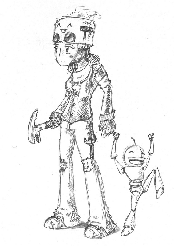 566x800 Toaster Hat Girl With Robot By Jolly Roger