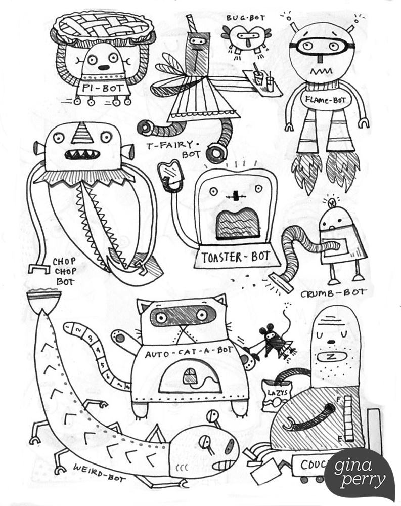 793x1000 Doodle Sketch Bot Robot Vacuum Toaster Flame Bug Couch Weird Chop