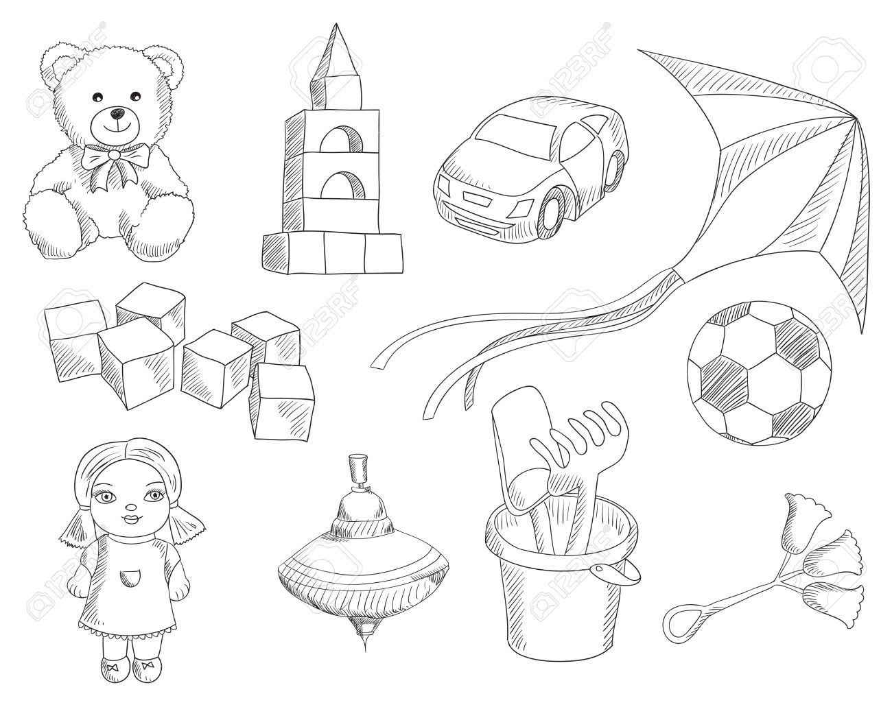 1300x1031 Children Toys Vector Set Royalty Free Cliparts, Vectors, And Stock