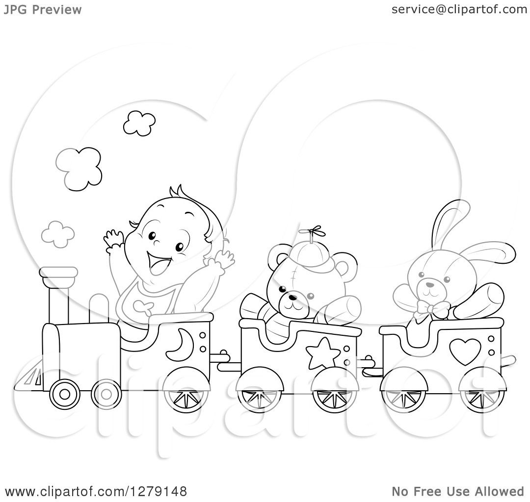 1080x1024 Clipart Of A Black And White Happy Toddler Boy And Toys Riding