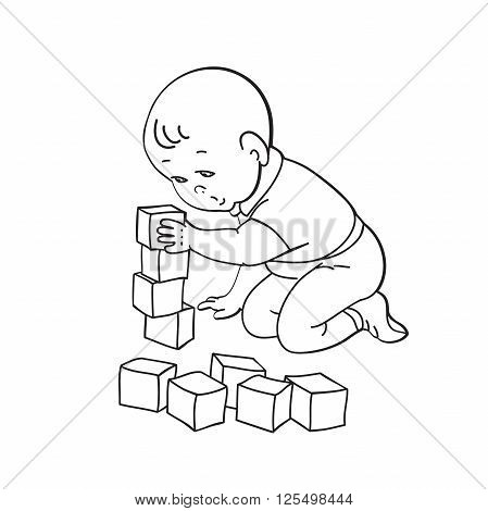 449x470 Little Lovely Baby Boy Playing Vector Amp Photo Bigstock