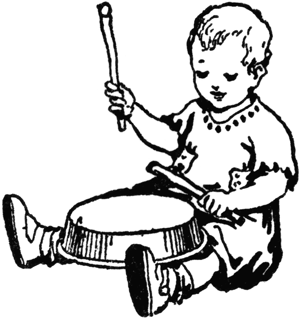 599x640 Toddler Playing Drum Clipart Etc