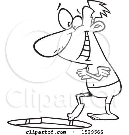 450x470 Clipart Of A Cartoon Black And White Man Dipping His Toe In Polar