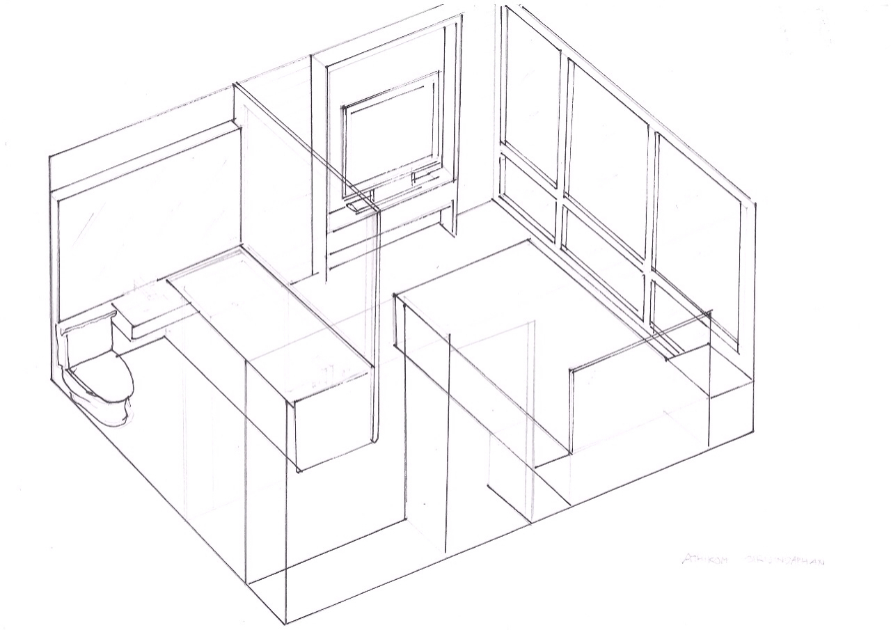 1280x905 The Is Axonometric Drawing Of My Bedroom. Where It Shows Bed