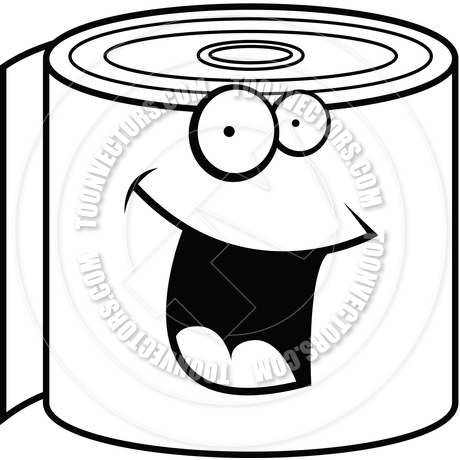 460x460 Toilet Paper Smiling (Black And White Line Art) By Cory Thoman