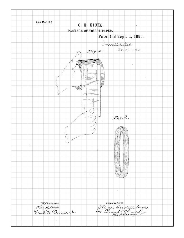 773x1000 Package Of Toilet Paper Patent Print Art Poster Blue