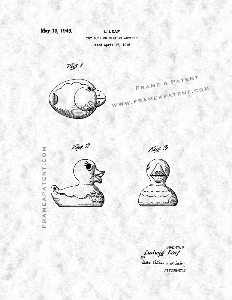 773x1000 Rubber Duck Patent Print Poster Item 12578 Frame A Patent