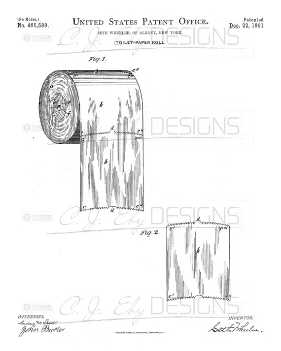 570x713 1891 Original Toilet Paper Roll Patent