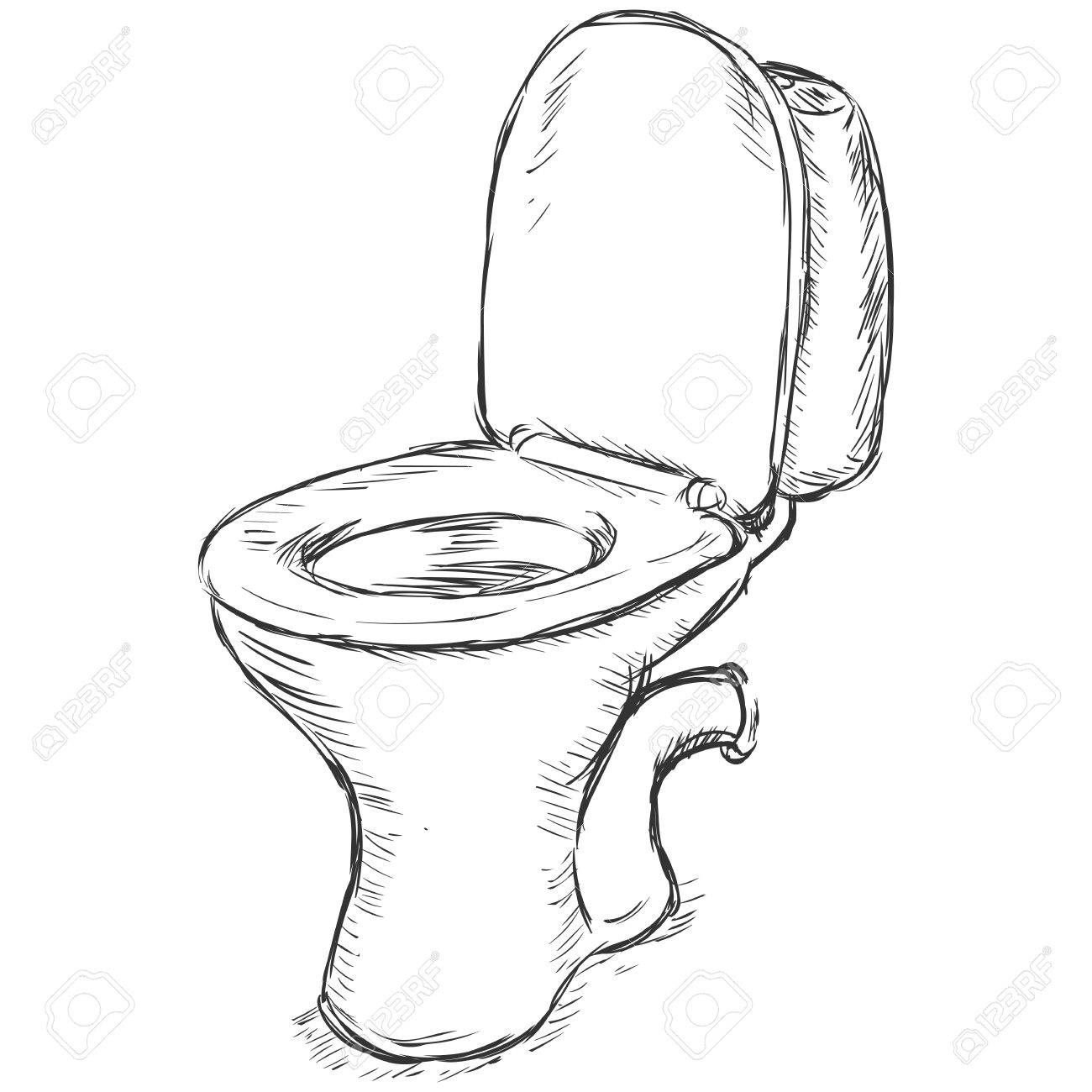 1300x1300 Vector Sketch Toilet Pan On White Background Royalty Free Cliparts