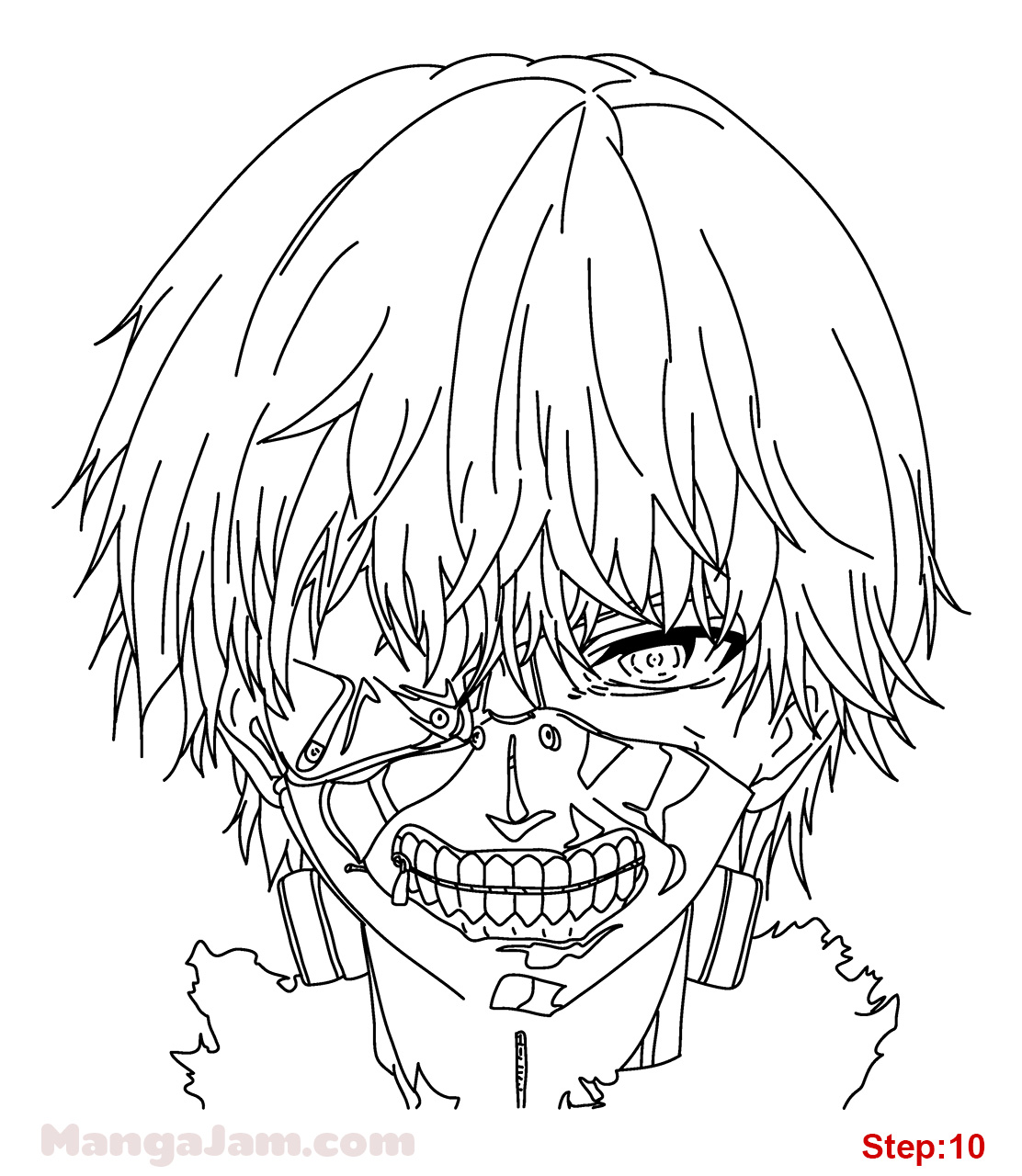 1112x1280 How To Draw Kaneki Ken From Tokyo Ghoul Step 10 Crafts