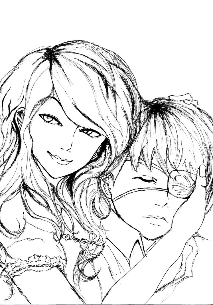 747x1069 Tokyo Ghoul Line Art Rize And Kaneki By Muartgl