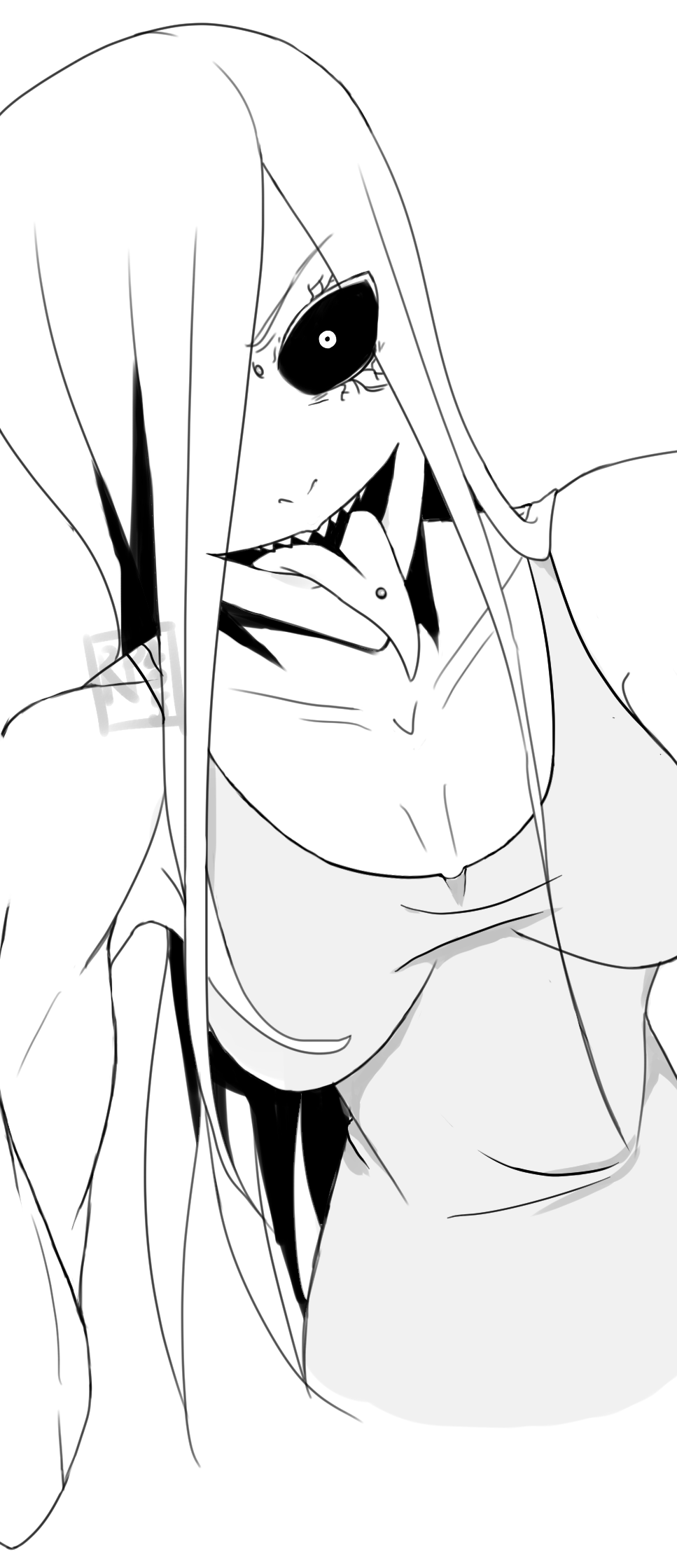 967x2238 Tokyo Ghoul Oc Anja Black And White By Rottenpuppet