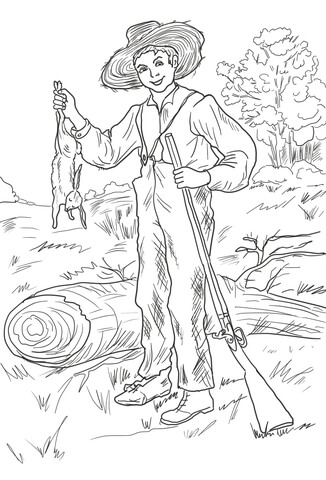 326x480 Huckleberry Finn With Rabbit Coloring Page Free Printable