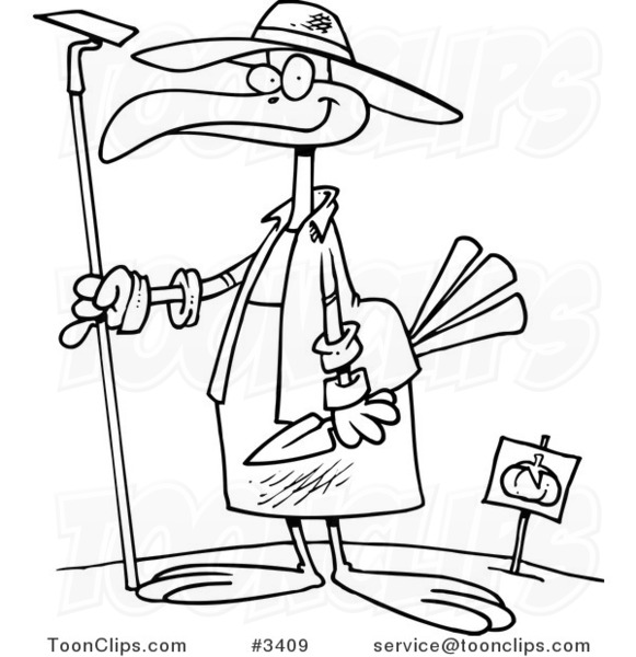 581x600 Cartoon Black And White Line Drawing Of A Bird In A Tomato Garden