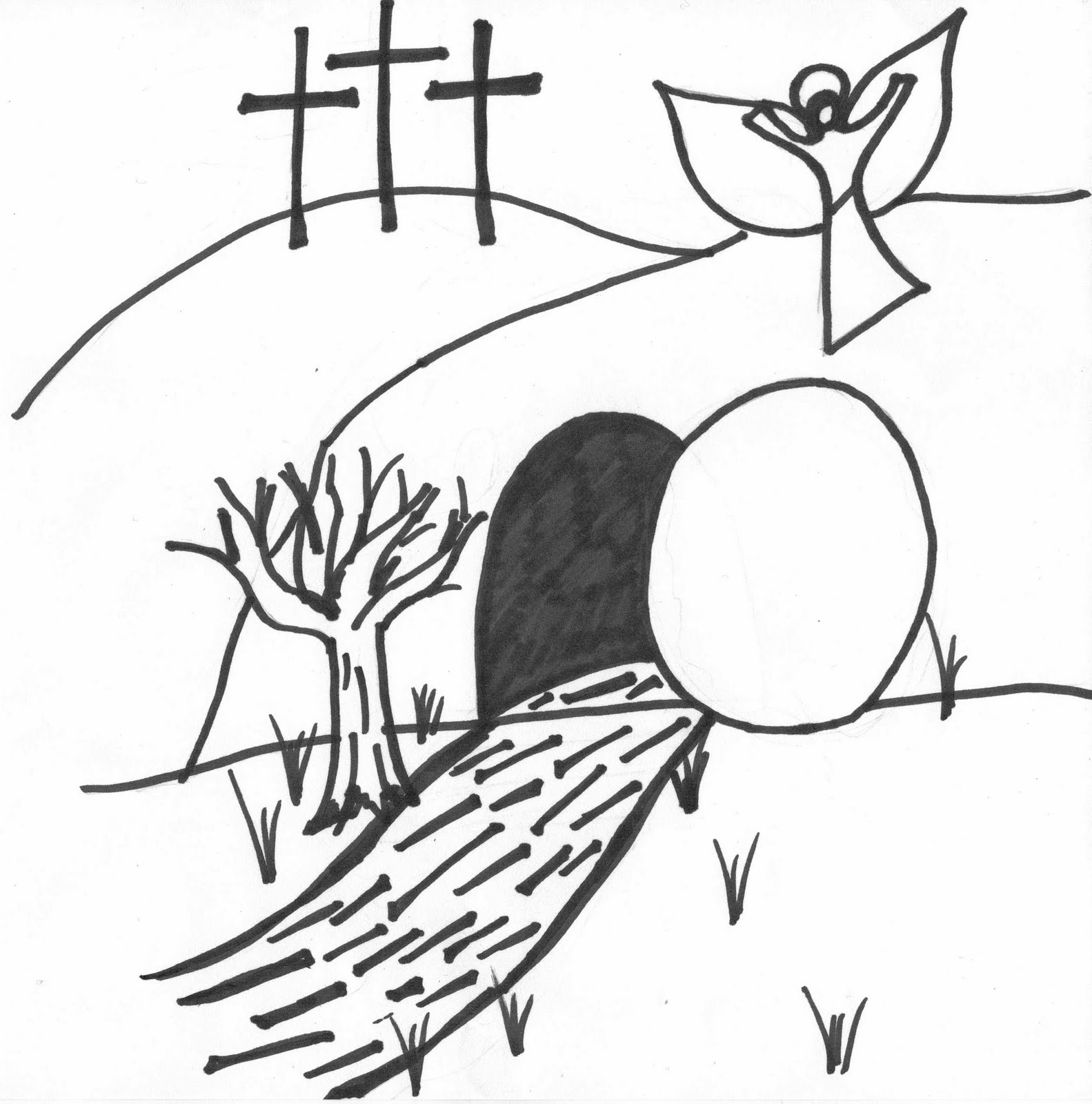 1583x1600 Jesus Empty Tomb Coloring Pages