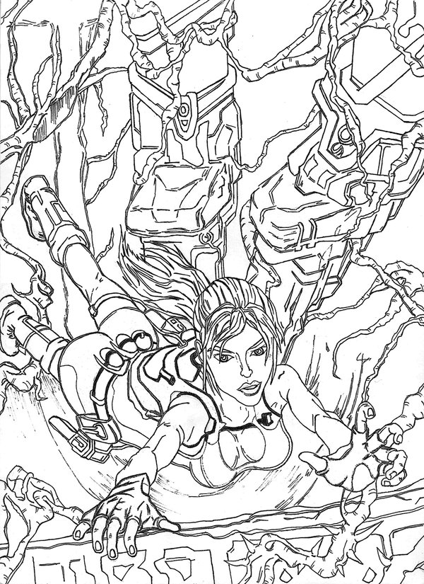 600x825 Tomb Raider Lineart By Sandhurst5