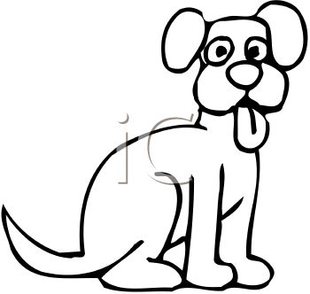 350x332 Picture Ofn Outline Of Cartoon Dog With His Tongue Out In