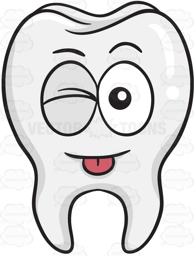777x1024 Playful Tooth Winking And Sticking Out A Tongue Cartoon Clipart