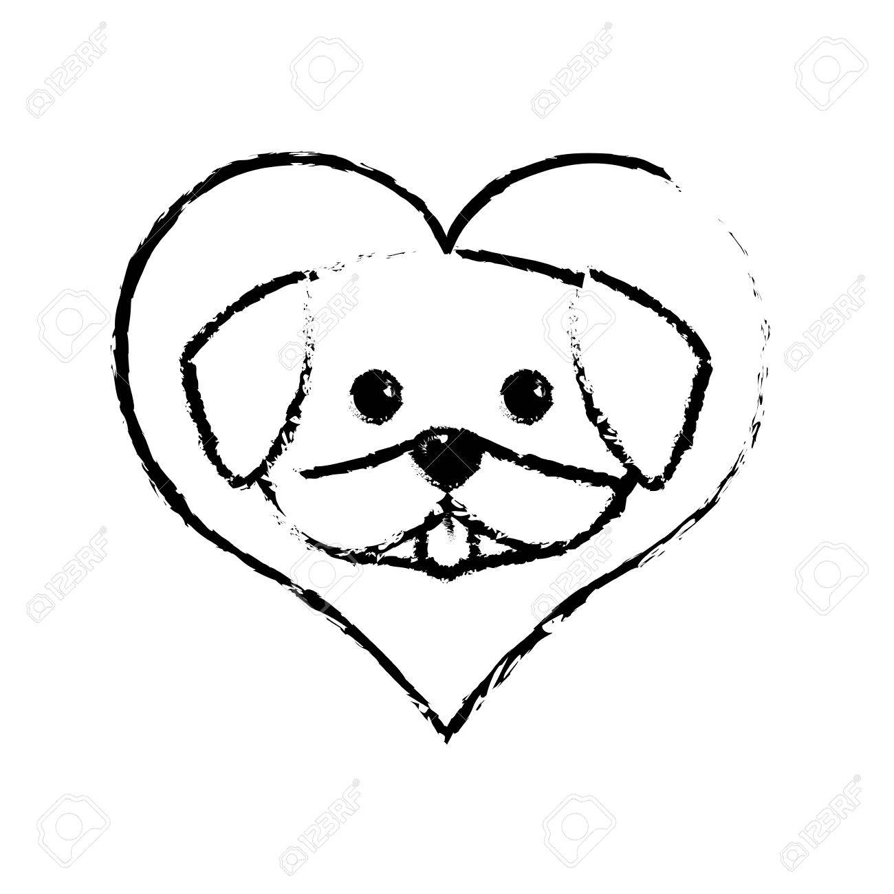 1300x1300 Dog Cute Tongue Out Love Sketch Vector Illustration Eps 10 Royalty