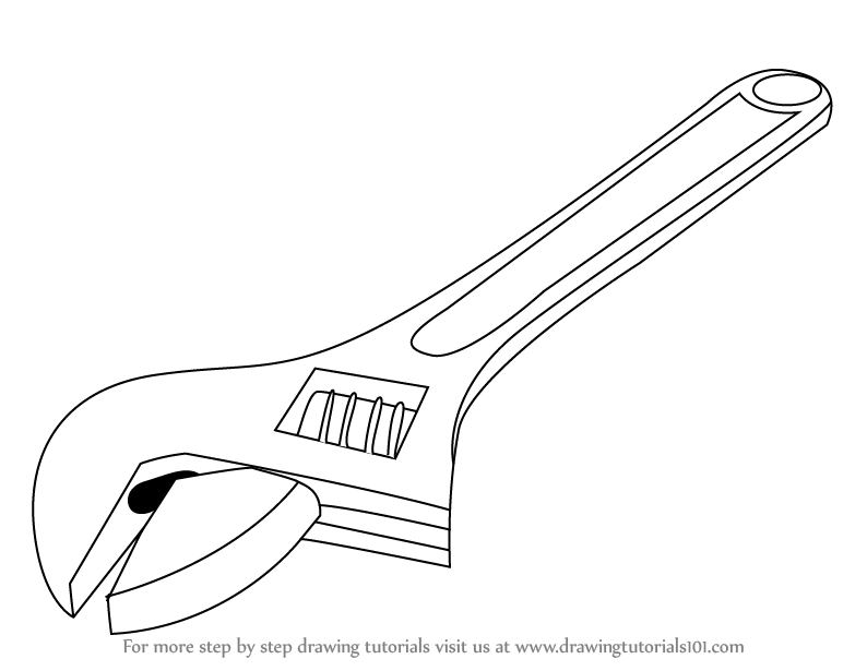794x615 Learn How To Draw An Adjustable Spanner (Tools) Step By Step