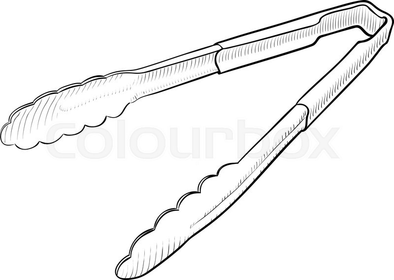 800x569 Serving Tongs, Kitchen Tool, Isolated On White Background Stock