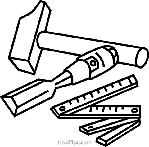 480x474 Chisel Hammer And Ruler Royalty Free Vector Clip Art Illustration