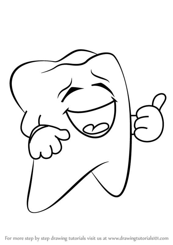 567x800 Learn How To Draw A Happy Tooth (Everyday Objects) Step By Step
