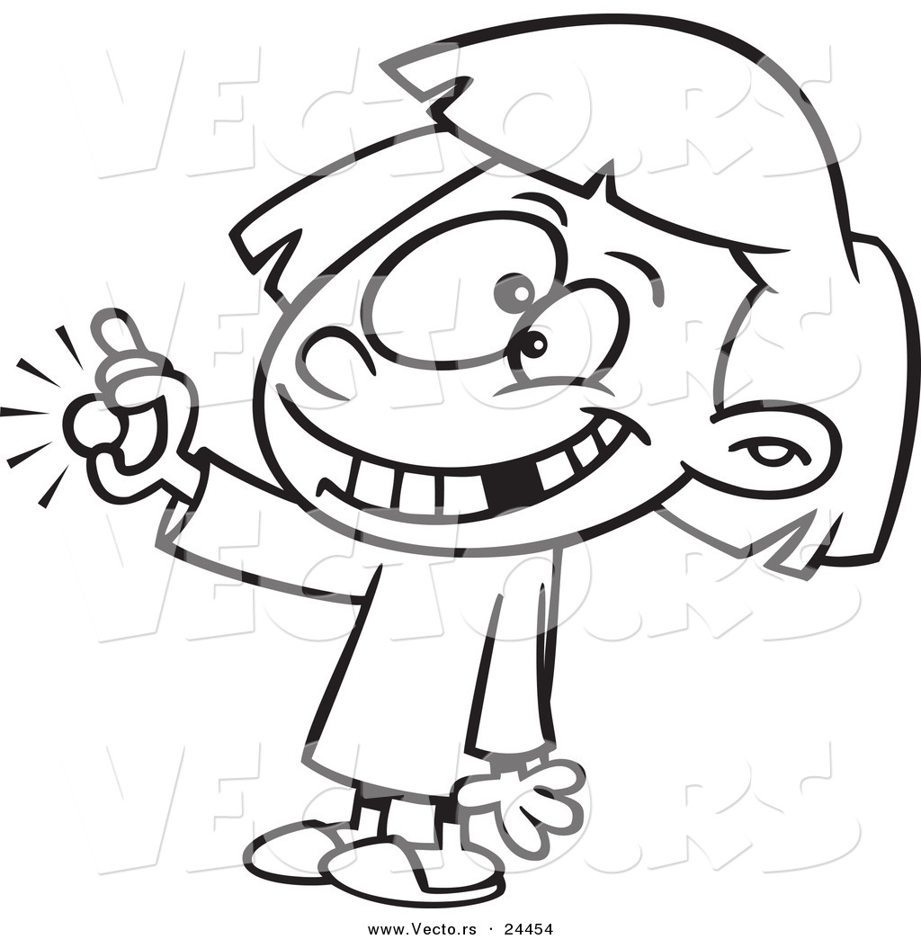 1024x1044 Vector Of A Cartoon Girl With A Missing Tooth Holding A Coin