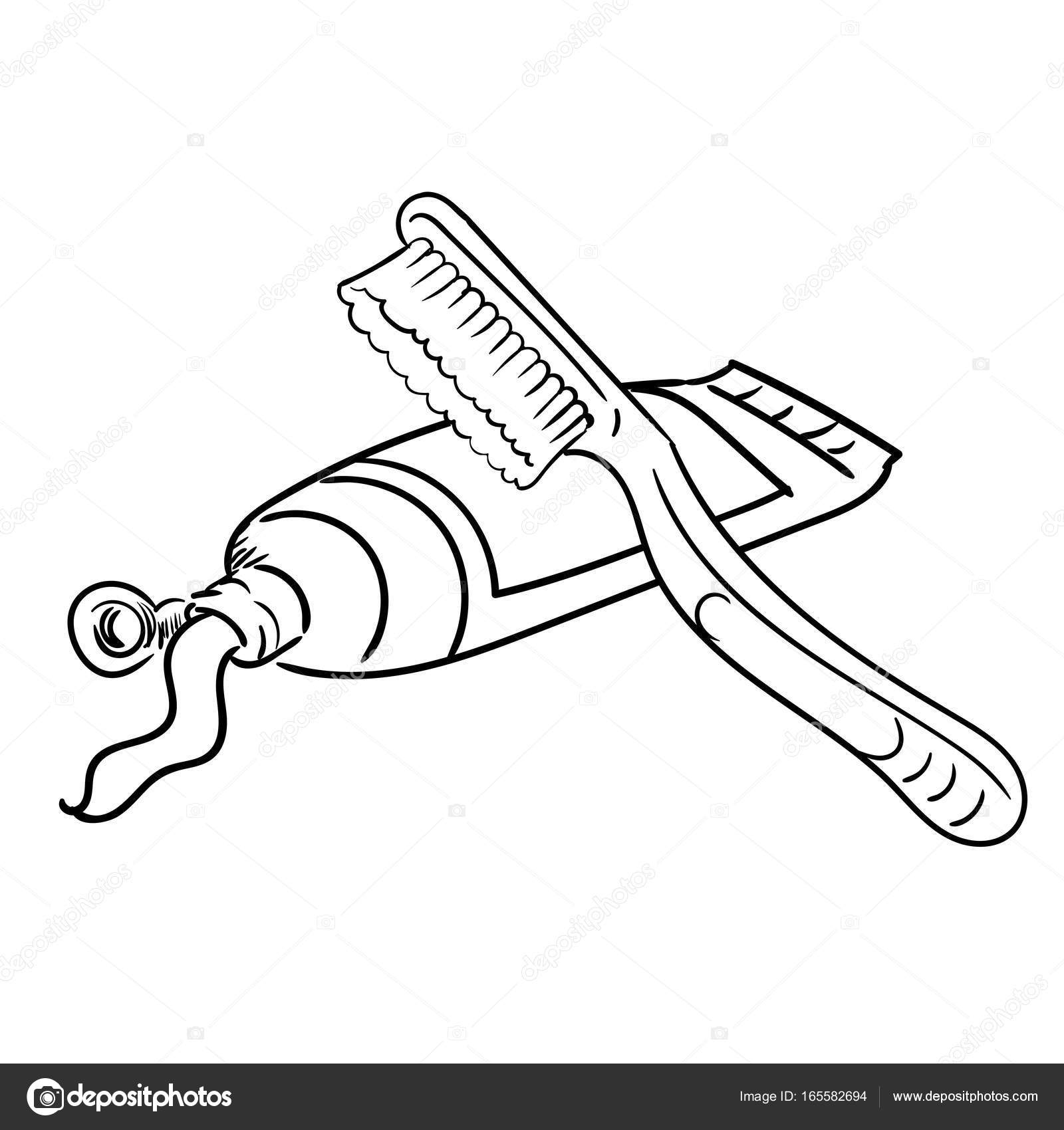 1600x1700 Hand Drawn Toothbrush And Tooth Paste Vector Illustration Stock