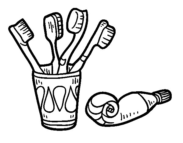 600x470 Toothbrushes And Toothpaste Coloring Page
