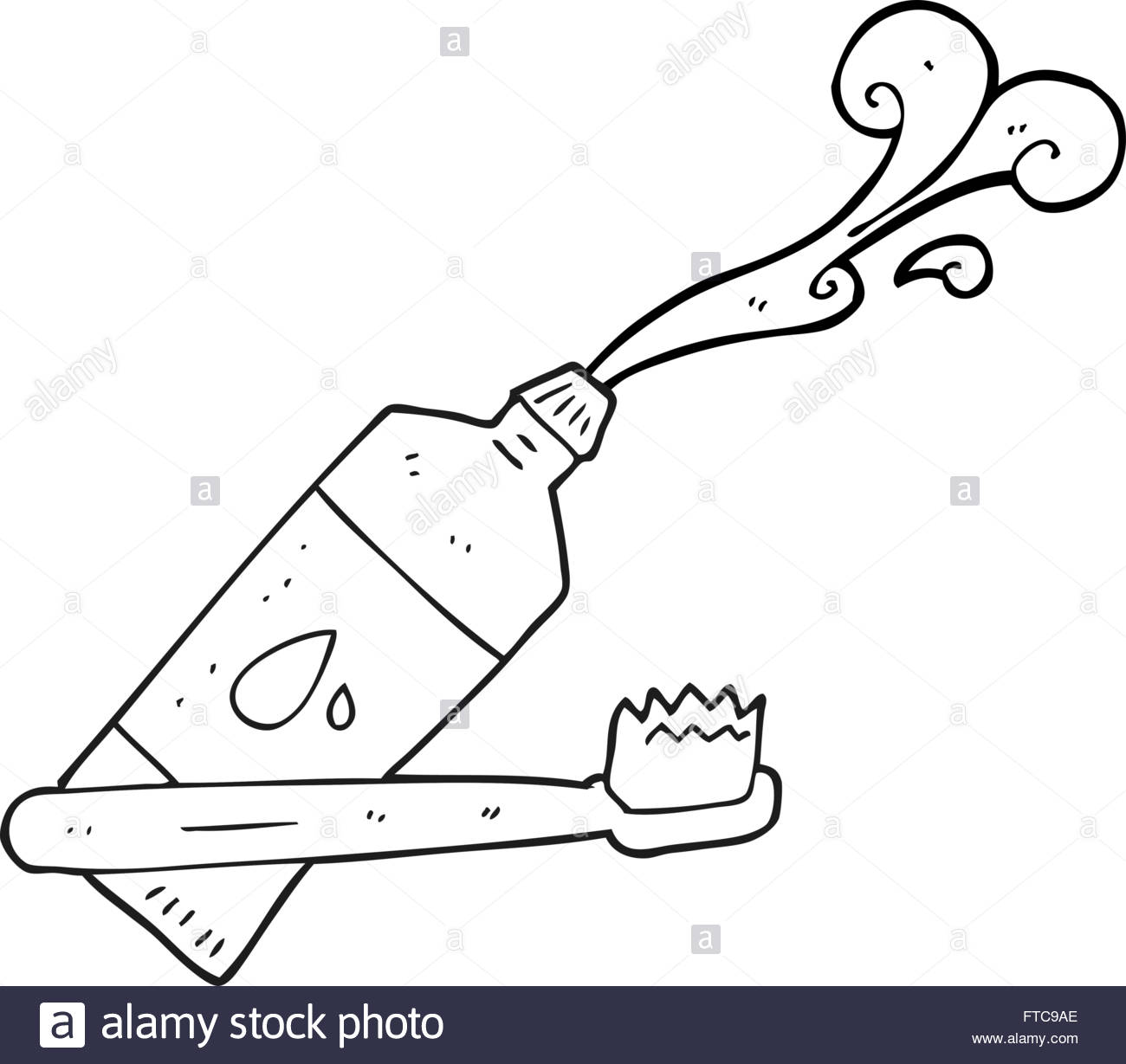 1300x1229 Freehand Drawn Black And White Cartoon Toothbrush And Toothpaste