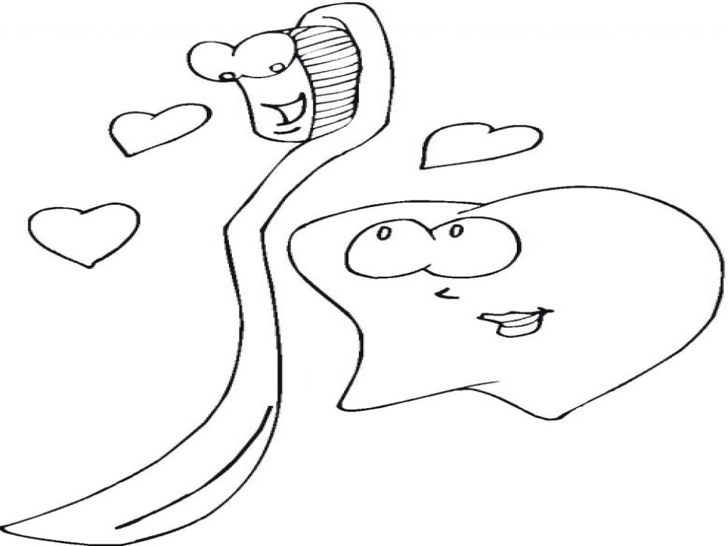 1024x768 Toothbrush And Toothpaste Coloring Page