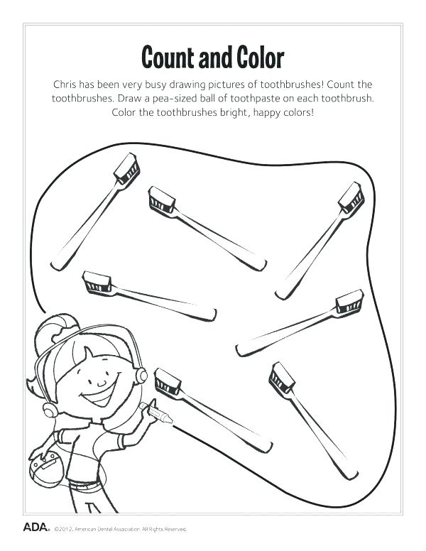 600x776 Toothbrush Coloring Page